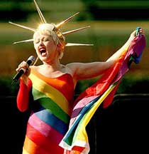 Cyndi Lauper Rainbow - Here she is singing. She is so pretty.