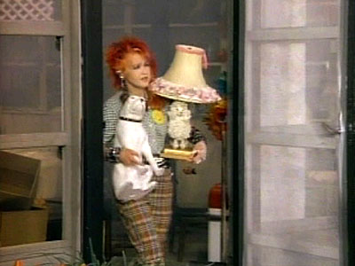 Cyndi Lauper with RCA Nipper Dog - She was so beautiful in these days :)