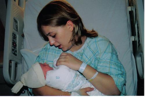 Me and emma - me looking at emma when she was brand new