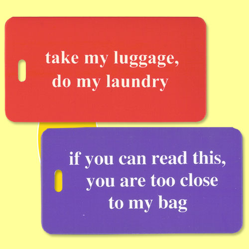 inventive travelware - inventive tags for your luggage. cute, huh?:)
