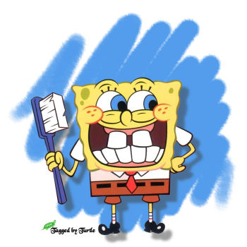 spongebob brushing - spongebob with a toothbrush!