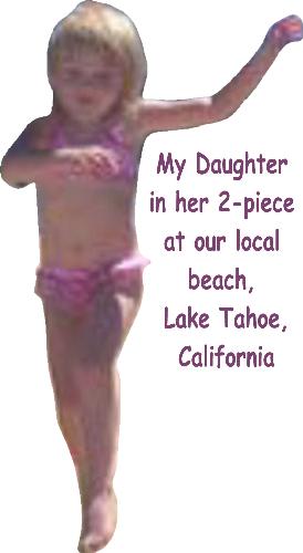daughter in bathing suit - at our local beach in lake tahoe ca