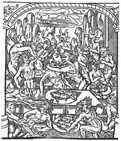 The Seven Deadly Sins - Indulgence in pleasures of the flesh paved the road to damnation. Gluttons, for example, were forced to gobble down toads, rats, and snakes, as revealed by this fifteenth-century French illustration. DOVER PUBLICATIONS, INC.