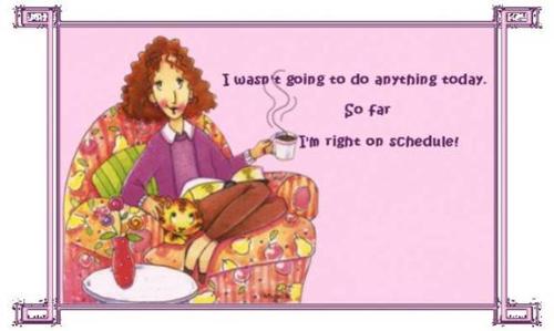 Lazy Morning - Graphic Cartoon of a woman with a cup of coffee, promising to do nothing, and keeping that promise! Lazy Morning - Graphic Cartoon of a woman with a cup of coffee, promising to do nothing, and keeping that promise!