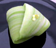 wagashi - Another picture of wagashi.It called bambo grass and it does look like a leaf.