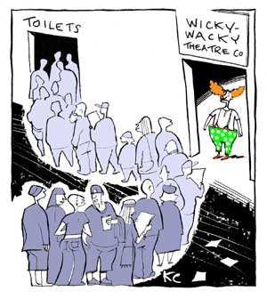 the ultimate queue-the toilet line - do you cut in line