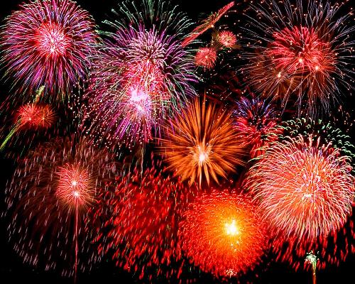 Fireworks in the dark night.It's New Year - New Year's Fireworks