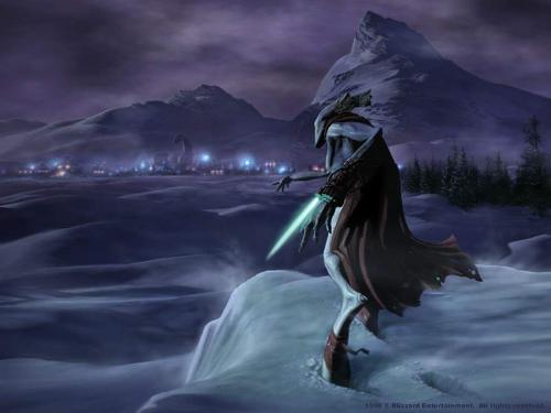 A Protoss on a Mission - This picture depicts a Protoss on a Mission. Perhaps he was sent to scout ahead of his teams for enemies and resources.