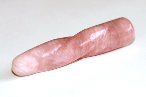 Rose Quartz Wand - This is a picture of a carved rose quartz wand.