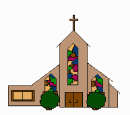 Church - This is a church with a cross on top, a steeple, stained glass windows and some shrubery. A church is a building where Christians gather to take part in Sunday services to pray, praise and worship Jesus, God and the Holy Spirit.  Churches hold fellowship on other days besides Sunday. Some meet on Wednesday nights for a service of refreshing for the week. There are Bible Studies, Children's and Youth Activities (Awana or Missionettes), Choir practice, fellowship lunches and dinners, and various meetings for church ministries. Some churches have outside groups use their facilities for meetings. And Vacation Bible Schools are often held in a church in the summer.