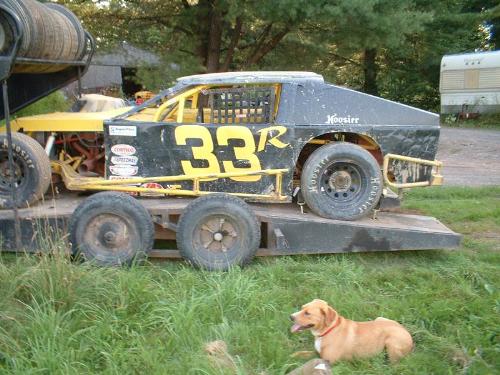 IMCA modified - Last year's car, going to be driving by a 17 year old rookie in 2007  (the dog is named Imca too)