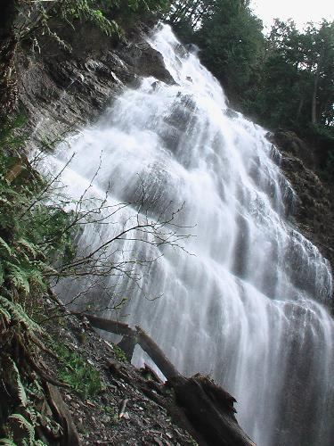 Bridal Veil Falls from near the top. - This was taken after a precarious climb. The area surrounding the falls is very steep and the rocks and soil is always wet and loose. One foot wrong and chances are you won't survive the fall.