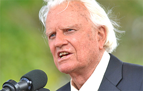 Billy Graham - Billy Graham is a Christian evangelist whose down to earth sermons are known througout the world. He fills stadiums with thousands of people to hear his message of Jesus Christ as Savior. These events are called 'crusades'. He began doing these in 1947.  Now that he is aging and ill with Parkinsons he has his son Franklin Graham arrange the crusades but he does try to speak as often as his health allows him.