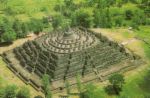 indonesian temple - Bororbudur temple taking picture from sky baloon