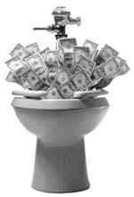 money down the toilet - Money going down the toilet because of bad bugeting