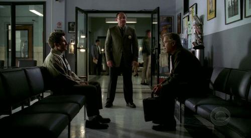 Some members of the CSI Las Vegas Department - The one on the right is the team leader, Bill Grissom with Greg Sander, the most junior member of the team facing him. Standing is the detective whom I forgot the name.