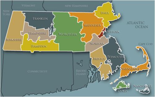 Massachusetts United States - The map of Massachusetts, USA.