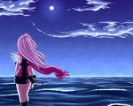 a girl in a night beach - a girl in a night beach image