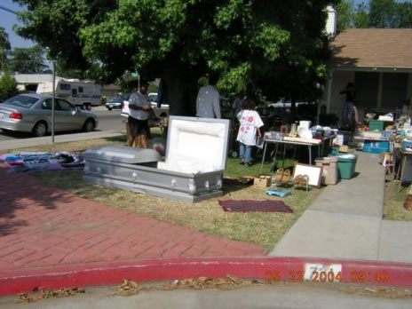 coffin  - coffin at a yard sale