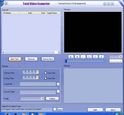 Total Video Converter - Total Video Converter when open Total Video Converter - Total Video Converter when open