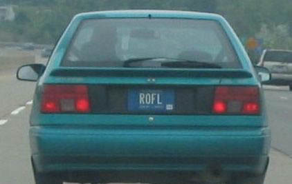 ROFL License Plate - Now I want that plate.