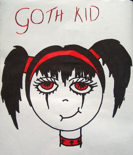 Drawn by my 13 year old grandaughter - Goth Kid drawn by my grandaughter when she was 13 years old.