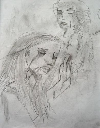 My grandaughter's art - Another goth picture drawn by my grandaughter.