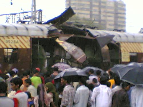 Mumbai Train Blast - I was there at Mahim Station(Mumbai) when the bomb was blast in the train. At that time i had taken this snap from my mobile.