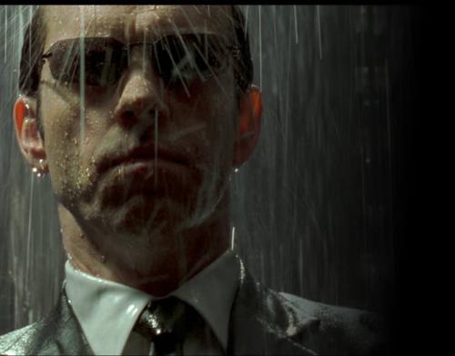 Agent Smith - This photo is a shot from The Matrix Revolutions of Agent Smith standing in the rain.
