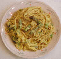 pasta - Asparagus with Angel Hair and Tofu Cream Sauce.