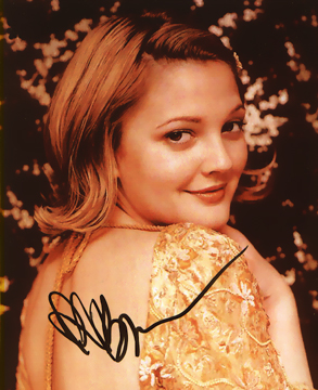 Drew Barry more - Drew Barrymore with her own autograph