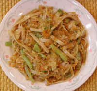 pasta - Vegetable Lo Mein [ Chinese Style Noodles] with Fettucine Noodles.