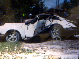 My 911T - Drivers door impact, stuck in the tree.