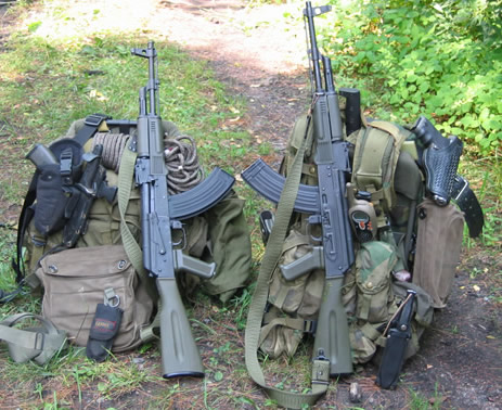 gear - army alice pack- ak47's and pstols
