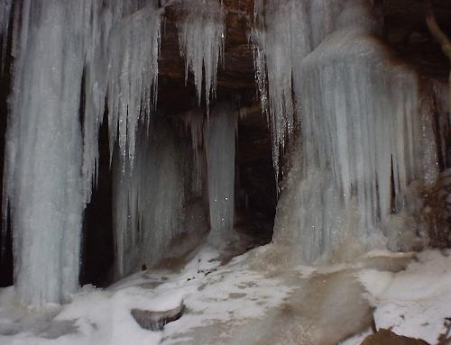 frozen tunnel - old railroad tunnel iced over