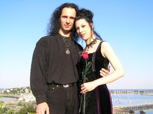 Our wedding day - This is a picture of our gothic wedding. Hull Massachusetts at a place by the ocean called Fort Revere. 2005