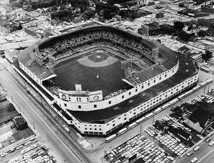 Old Tiger Stadium - Old black and white picture of Tiger's Stadium.