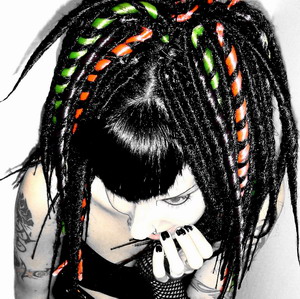 Falls - Fake dread locks attached by ponytail.