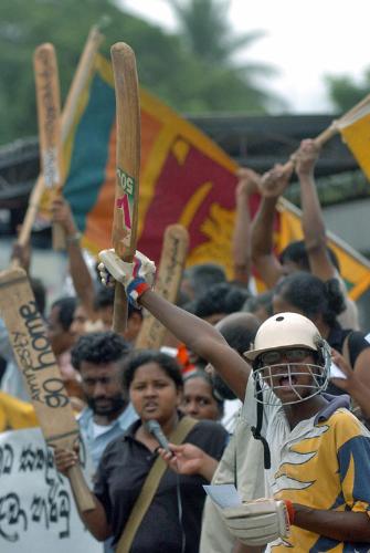 Protest against Cricker - People protesting cricket