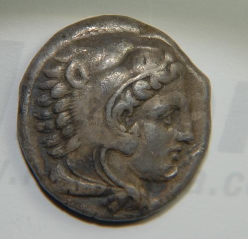 Ancient Silver Tetradrachma - Alexander the Great with an anchor counterstamp on the back.