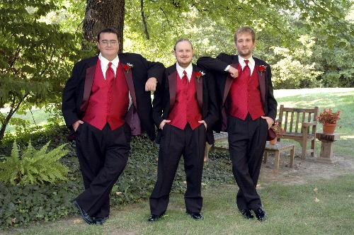 Me and the guys - This is me (on the left) the same wedding as my main photo. I am standing with my best friend's new husband and his best friend. We had a blast that day, don't know how we took this photo without laughing!