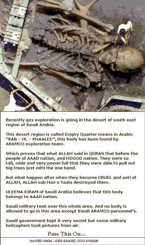 Giant Human Skeleton excavation photo - it say The excavation picture in the desert in saudi arabia, it show the giant human skeleton, and the diggers. it said it come from the ad tribe so long long ago. this picture has been on the internet for such a long time. what do you think, is this fake??