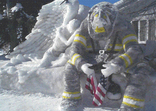 Ice Sculpture - I just had to share this ice sculpture that was sent to me via email. I hope you all can appreciate this artist's talent and especially the art's meaning, as I did.