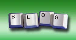 Blog Keys - A pic of the word Blog made with keyboard keys in green background.