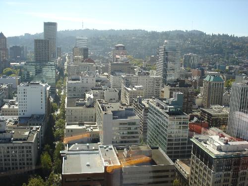 portland oregon - A shot of the view in the Portland city grill.