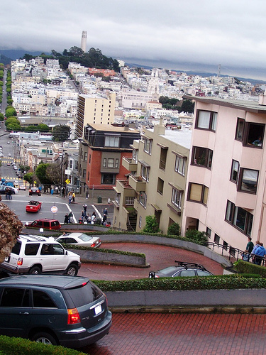 Lombard St, San Francisco - if you're brave enough, drive your car into the crookedest street: Lombard St. in San Francisco, Ca.