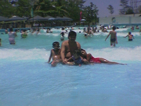 swimming with the kids - This was taken last year in one of our company's summer outing.