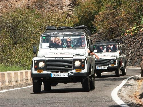 Convoy - I was in a convoy of Jeeps on a Jeep Safari, This was taken through the skylight of one of the Jeeps in front looking on at some of the other Jeeps riding through the mountain.