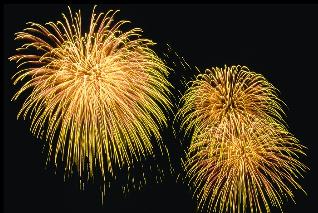 fireworks - A beautiful kind of lights. Different colors that can be seen in a long distance. Very powerful and very moving. I love to watch whenever there is.