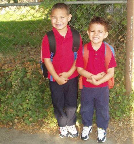 Kids - A picture of my oldest two sons on the first day of school lsat year. My oldest is in 2nd and my youngest in Kindergarten.